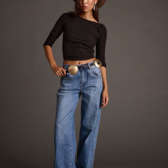 12th Tribe Waverly Black and Gold Statement Belt Size XS/SXS/S - Picture 2 of 3